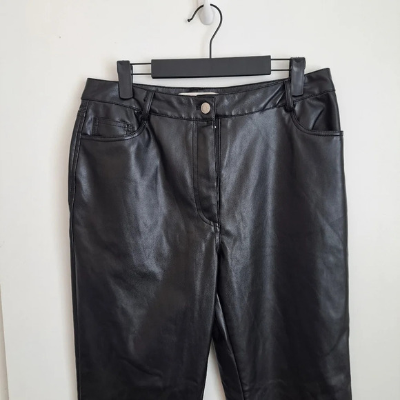 Her Entire Name Says Grace Women Black Bi-Leather Faux & Suede Pants Size Large - Picture 2 of 8